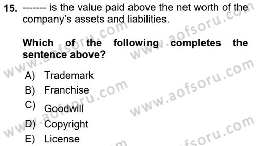 Accounting 2 Dersi 2021 - 2022 Yılı (Vize) Ara Sınav Soruları 15. Soru