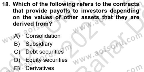 Accounting 2 Dersi 2021 - 2022 Yılı (Vize) Ara Sınav Soruları 18. Soru