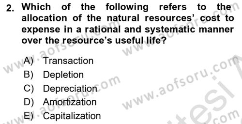 Accounting 2 Dersi 2021 - 2022 Yılı (Vize) Ara Sınav Soruları 2. Soru