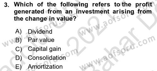 Accounting 2 Dersi 2021 - 2022 Yılı (Vize) Ara Sınav Soruları 3. Soru