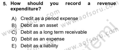 Accounting 2 Dersi 2021 - 2022 Yılı (Vize) Ara Sınav Soruları 5. Soru