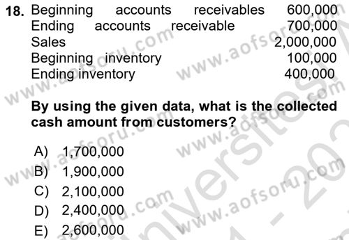 Accounting 2 Dersi 2021 - 2022 Yılı (Final) Dönem Sonu Sınav Soruları 18. Soru
