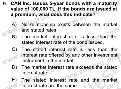 Accounting 2 Dersi 2021 - 2022 Yılı (Final) Dönem Sonu Sınav Soruları 9. Soru