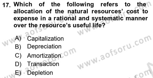 Accounting 2 Dersi 2021 - 2022 Yılı Yaz Okulu Sınav Soruları 17. Soru