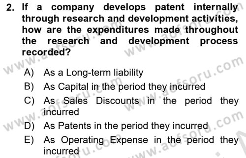 Accounting 2 Dersi 2021 - 2022 Yılı Yaz Okulu Sınav Soruları 2. Soru