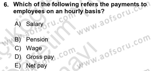 Accounting 2 Dersi 2021 - 2022 Yılı Yaz Okulu Sınav Soruları 6. Soru