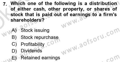 Accounting 2 Dersi 2021 - 2022 Yılı Yaz Okulu Sınav Soruları 7. Soru