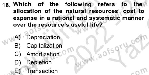 Accounting 2 Dersi 2022 - 2023 Yılı Yaz Okulu Sınav Soruları 18. Soru