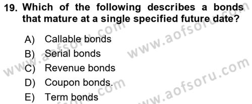 Accounting 2 Dersi 2022 - 2023 Yılı Yaz Okulu Sınav Soruları 19. Soru