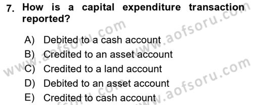 Accounting 2 Dersi 2022 - 2023 Yılı Yaz Okulu Sınav Soruları 7. Soru