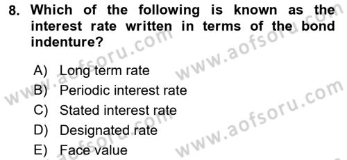 Accounting 2 Dersi 2022 - 2023 Yılı Yaz Okulu Sınav Soruları 8. Soru