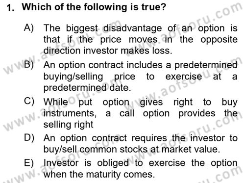 Accounting 2 Dersi 2023 - 2024 Yılı (Vize) Ara Sınav Soruları 1. Soru