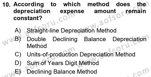 Accounting 2 Dersi 2023 - 2024 Yılı (Vize) Ara Sınav Soruları 10. Soru
