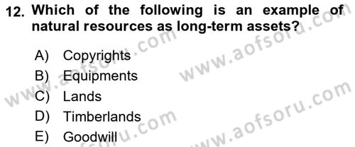 Accounting 2 Dersi 2023 - 2024 Yılı (Vize) Ara Sınav Soruları 12. Soru