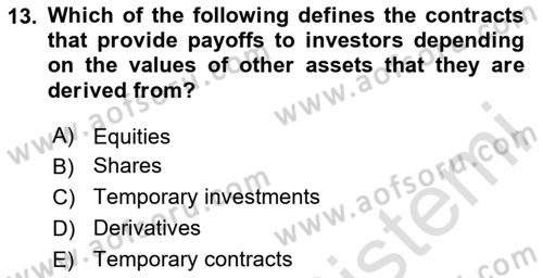 Accounting 2 Dersi 2023 - 2024 Yılı (Vize) Ara Sınav Soruları 13. Soru