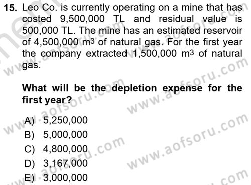 Accounting 2 Dersi 2023 - 2024 Yılı (Vize) Ara Sınav Soruları 15. Soru