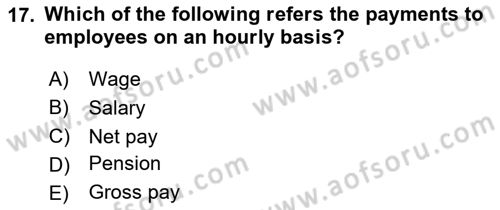 Accounting 2 Dersi 2023 - 2024 Yılı (Vize) Ara Sınav Soruları 17. Soru