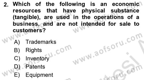 Accounting 2 Dersi 2023 - 2024 Yılı (Vize) Ara Sınav Soruları 2. Soru