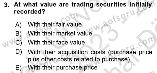 Accounting 2 Dersi 2023 - 2024 Yılı (Vize) Ara Sınav Soruları 3. Soru