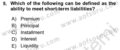 Accounting 2 Dersi 2023 - 2024 Yılı (Vize) Ara Sınav Soruları 5. Soru