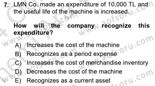 Accounting 2 Dersi 2023 - 2024 Yılı (Vize) Ara Sınav Soruları 7. Soru