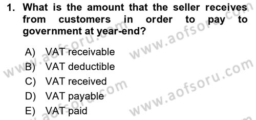 Accounting 2 Dersi 2023 - 2024 Yılı (Final) Dönem Sonu Sınav Soruları 1. Soru
