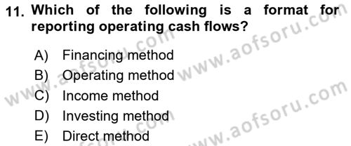 Accounting 2 Dersi 2023 - 2024 Yılı (Final) Dönem Sonu Sınav Soruları 11. Soru