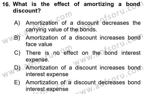 Accounting 2 Dersi 2023 - 2024 Yılı (Final) Dönem Sonu Sınav Soruları 16. Soru