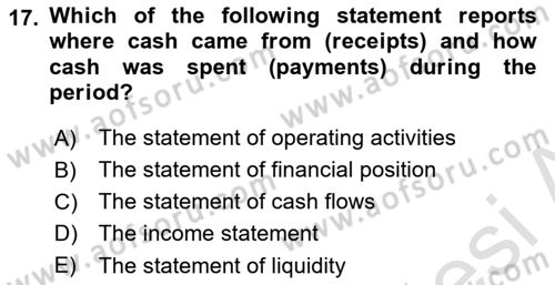 Accounting 2 Dersi 2023 - 2024 Yılı (Final) Dönem Sonu Sınav Soruları 17. Soru
