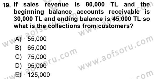 Accounting 2 Dersi 2023 - 2024 Yılı (Final) Dönem Sonu Sınav Soruları 19. Soru