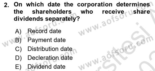 Accounting 2 Dersi 2023 - 2024 Yılı (Final) Dönem Sonu Sınav Soruları 2. Soru