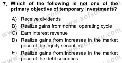 Accounting 2 Dersi 2023 - 2024 Yılı (Final) Dönem Sonu Sınav Soruları 7. Soru