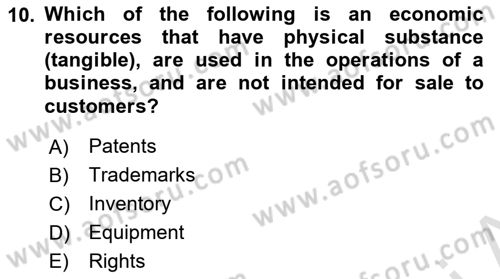 Accounting 2 Dersi 2023 - 2024 Yılı Yaz Okulu Sınav Soruları 10. Soru