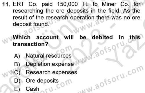 Accounting 2 Dersi 2023 - 2024 Yılı Yaz Okulu Sınav Soruları 11. Soru
