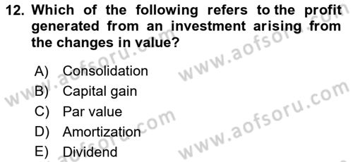 Accounting 2 Dersi 2023 - 2024 Yılı Yaz Okulu Sınav Soruları 12. Soru