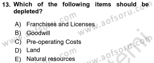 Accounting 2 Dersi 2023 - 2024 Yılı Yaz Okulu Sınav Soruları 13. Soru