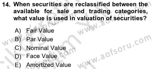 Accounting 2 Dersi 2023 - 2024 Yılı Yaz Okulu Sınav Soruları 14. Soru