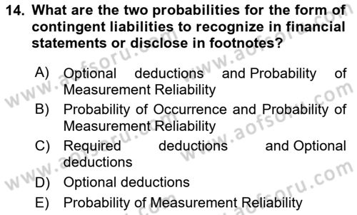 Accounting 2 Dersi 2024 - 2025 Yılı (Vize) Ara Sınav Soruları 14. Soru