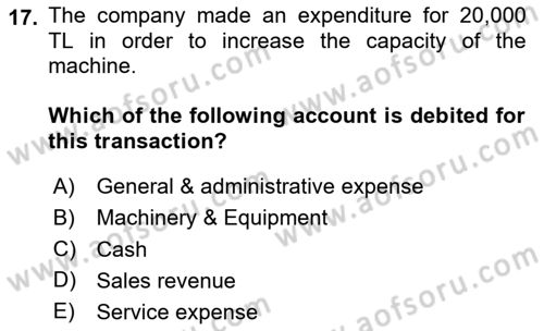 Accounting 2 Dersi 2024 - 2025 Yılı (Vize) Ara Sınav Soruları 17. Soru