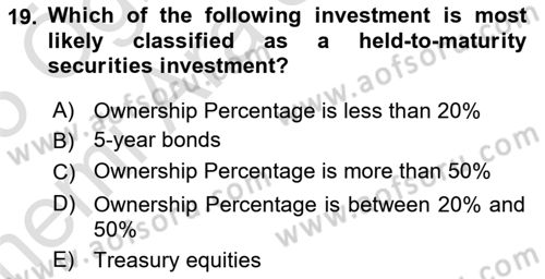 Accounting 2 Dersi 2024 - 2025 Yılı (Vize) Ara Sınav Soruları 19. Soru