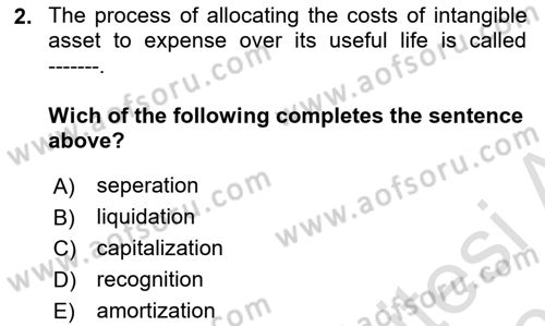 Accounting 2 Dersi 2024 - 2025 Yılı (Vize) Ara Sınav Soruları 2. Soru