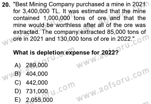 Accounting 2 Dersi 2024 - 2025 Yılı (Vize) Ara Sınav Soruları 20. Soru