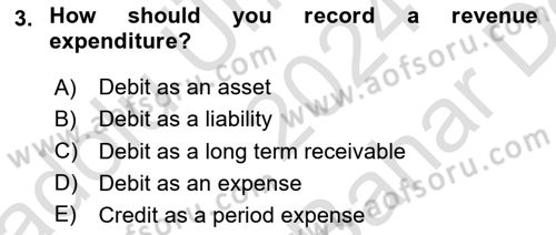 Accounting 2 Dersi 2024 - 2025 Yılı (Vize) Ara Sınav Soruları 3. Soru