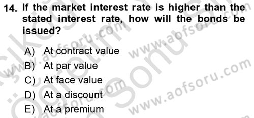 Accounting 2 Dersi 2024 - 2025 Yılı (Final) Dönem Sonu Sınav Soruları 14. Soru