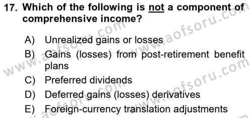Accounting 2 Dersi 2024 - 2025 Yılı (Final) Dönem Sonu Sınav Soruları 17. Soru