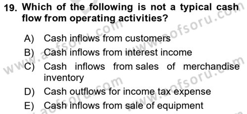 Accounting 2 Dersi 2024 - 2025 Yılı (Final) Dönem Sonu Sınav Soruları 19. Soru