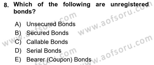 Accounting 2 Dersi 2024 - 2025 Yılı (Final) Dönem Sonu Sınav Soruları 8. Soru