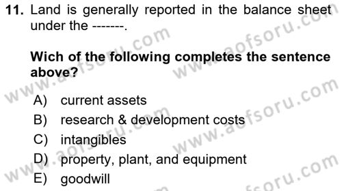 Accounting 2 Dersi 2024 - 2025 Yılı Yaz Okulu Sınav Soruları 11. Soru