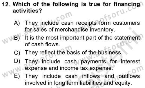Accounting 2 Dersi 2024 - 2025 Yılı Yaz Okulu Sınav Soruları 12. Soru