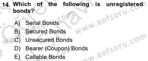Accounting 2 Dersi 2024 - 2025 Yılı Yaz Okulu Sınav Soruları 14. Soru